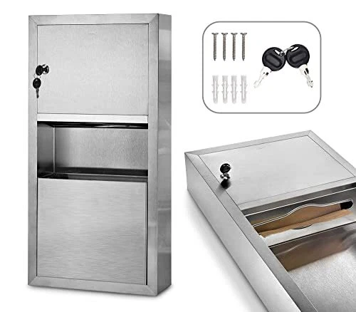 Alpine Commercial Paper Towel Dispenser and Waste Receptacle - Stainless Stee...