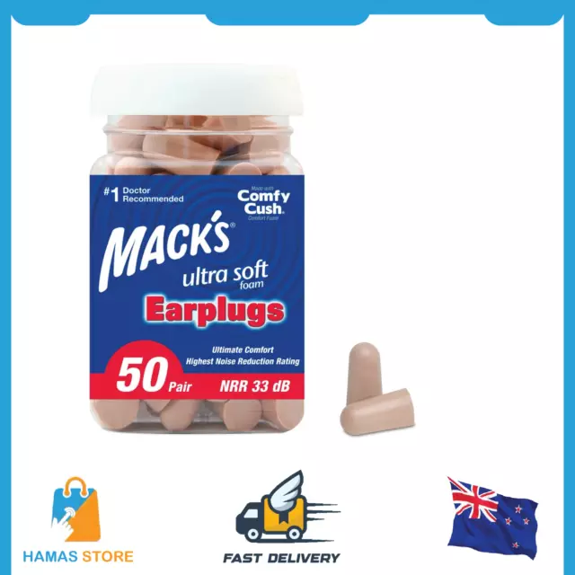 Macks Mack's Ultra Soft Foam Earplugs 50 Pair - 33dB Highest Protection