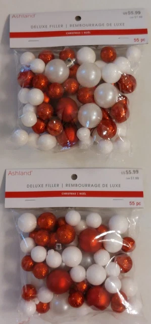 ⭐️Ashland Decorative Filler Mini Red White Ornaments Balls Arts Crafts (2)