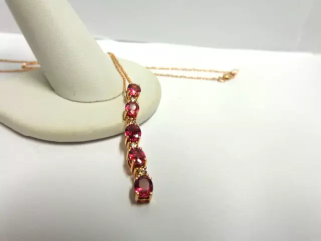 14kt rose gold Levian ruby/diamond necklace sz18in lg wgt3.9grams tcw 1.70 2