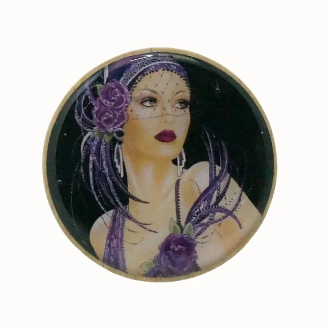 Wooden Wall Hook Coat Hook Handcrafted Wall Hanger Art Deco Flapper in Purple