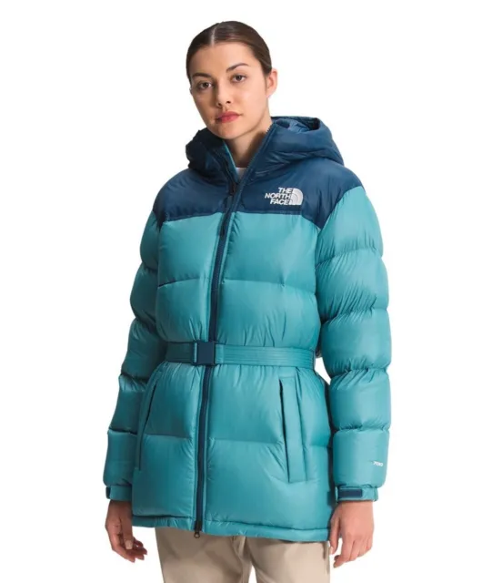 Womens The North Face Nuptse Belt Mid 700-Down  Jacket hooded-Blue