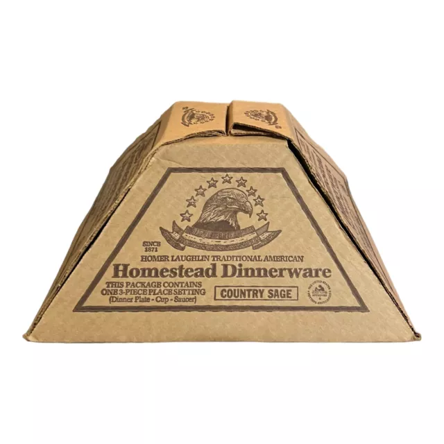 Homer Laughlin Homestead Dinnerware Country Sage Box 3-piece Cup, Plate, Saucer 3