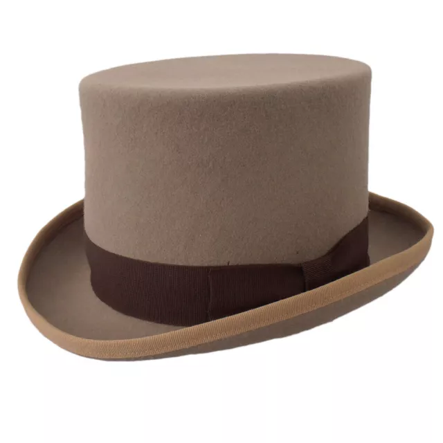 Cappello a cilindro in feltro di lana beige