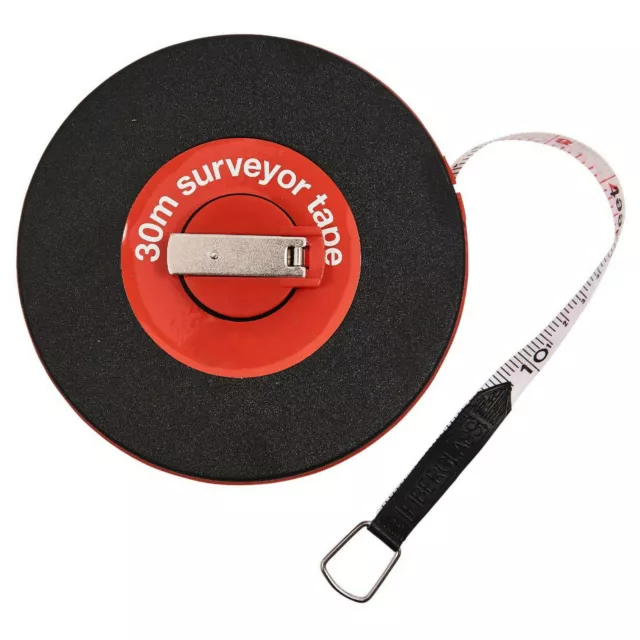 30m 100 Feet Surveyor Builders Fibreglass Measuring Tape Inch Metric Measure