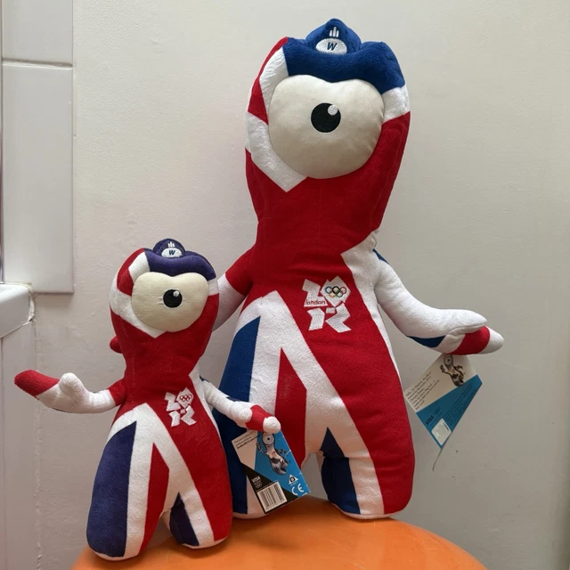 2012 London Olympics mascots Wenlock and Mandeville hang from a window