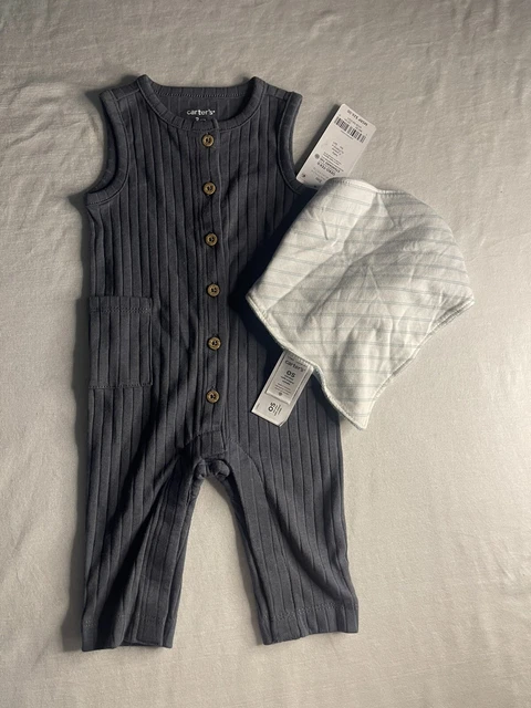 Carter’s Baby Boy 2 Piece Jumpsuit With Bandana Bib Size 3 Months NWT