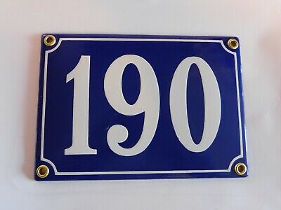 Antique French Blue  Genuine Enamel Porcelain House Door Number Sign / Plate 190