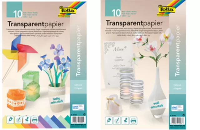 Folia Transparentpapier DIN A4 115 g/m² 10 Blatt weiß oder farbig zur Auswahl