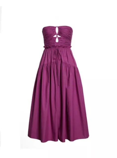 Ulla Johnson Ella Purple Pleated Cut Out Strapless Dress size 8