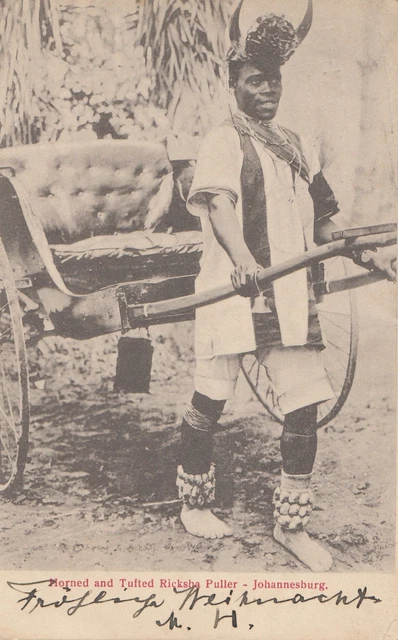 South Africa 1908: Post Porto Card Johannesburg To Munich, Taxe,Ricksha Puller