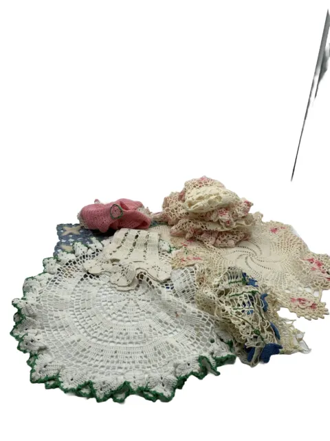 Vintage Mixed Lot 9 Crochet Doilies Various Sizes Read As Is