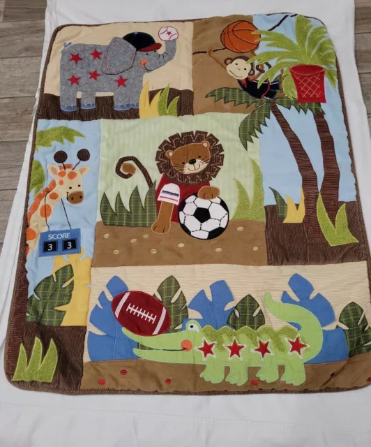 Lambs & Ivy Baby Nursery Jungle Animal Comforter Wall Hanging Crib Quilt Blanket