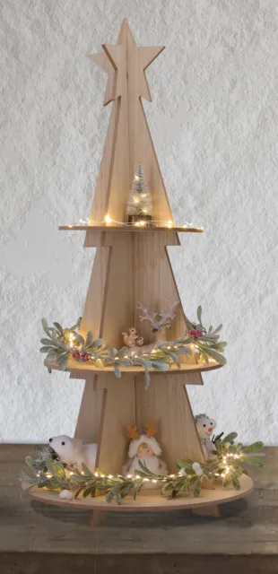 XXL Madera Pirámide de Navidad - 60 cm - Decoración Pisos Árbol con Estrella Punta 2