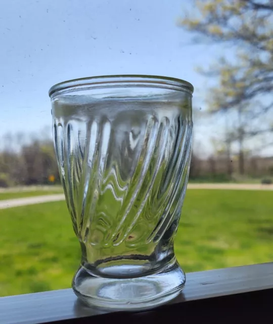 Clear Glass Jelly Jar Swirl Juice Glass Cup Vintage 3.5” Tall x 2.23” Wide 4 Oz