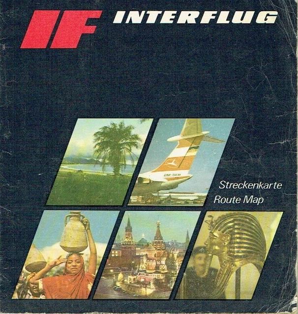 INTERFLUG OF THE GDR aviation routes route map route map 1974 £7.82 ...