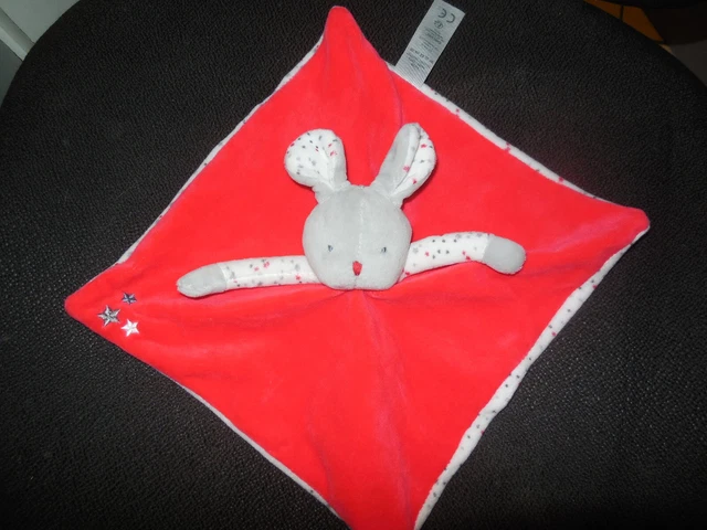 doudou plat lapin rouge blanc gris étoile OBAIBI (2 dispo)