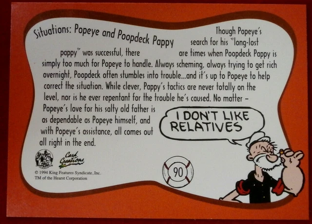POPEYE - CARD #90 - SITUATIONS: POPEYE AND POOPDECK PAPPY £3.99 ...