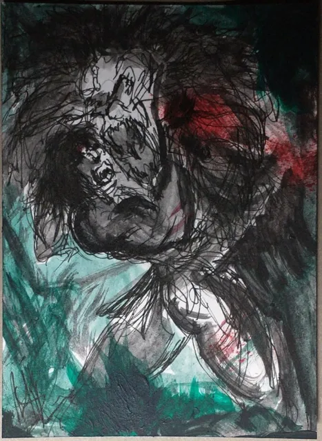 NUMA vs TARZAN - OUT OF THE NIGHT - ACEO Sketch Card MDL Original ART