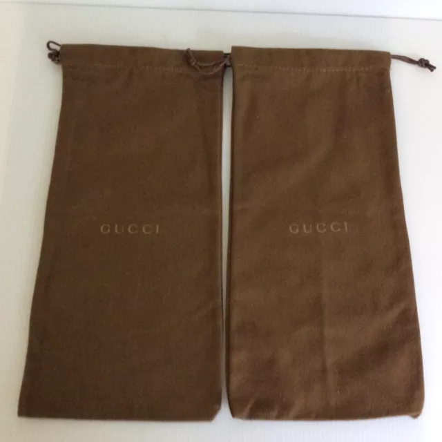 NUEVOS Zapatos Gucci Bolsas de Polvo Marrón Cordón Bolsas de Almacenamiento Lote de 2