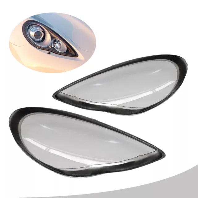 For Porsche Panamera 2011-2013 Pair Headlight Lens Cover High Light Transmission