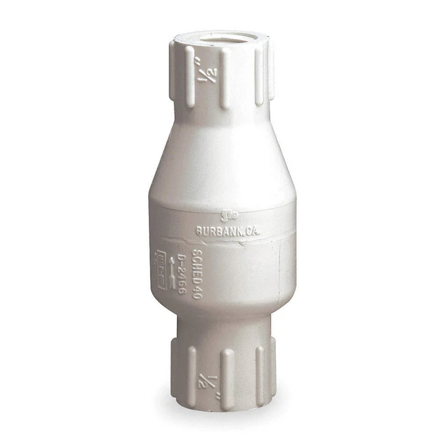 DAYTON 4RG67 Spring Check Valve,PVC,1-1/4",FIPT