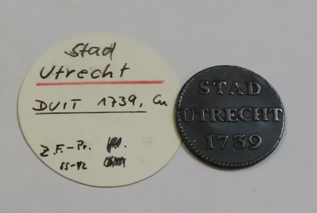 Netherlands Utrecht Duit 1739 Sharp Details B46 #7223