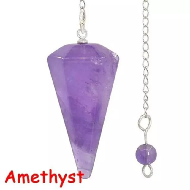 Natural Stone Crystal Pendulum Hexagonal Reiki Chakra Healing Pendant