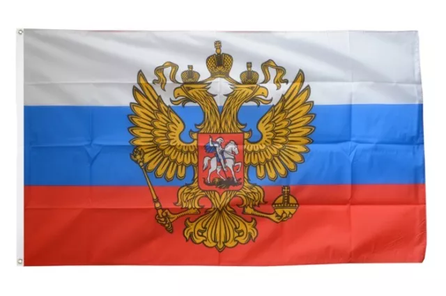 Fahne Russland mit Wappen Flagge Doppelkopf Adler russische Hissflagge 90x150cm