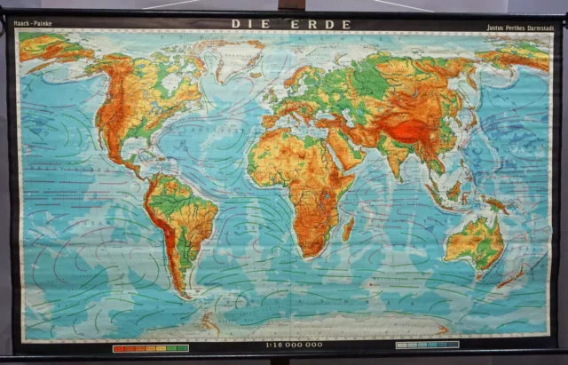 Large Vintage World Map Earth Poster Rollable Wall Chart Mural Decoration