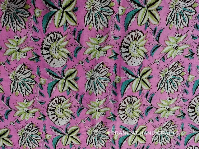 Indien Imprimé Floral Coton Hippie de Luxe Rose Doux Robe Faisant Tissu Par Yard