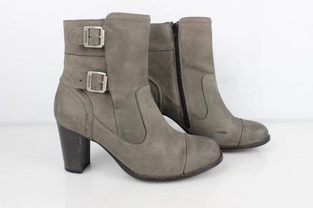Kickers Bottines en cuir gris à brides T 39 Bon état