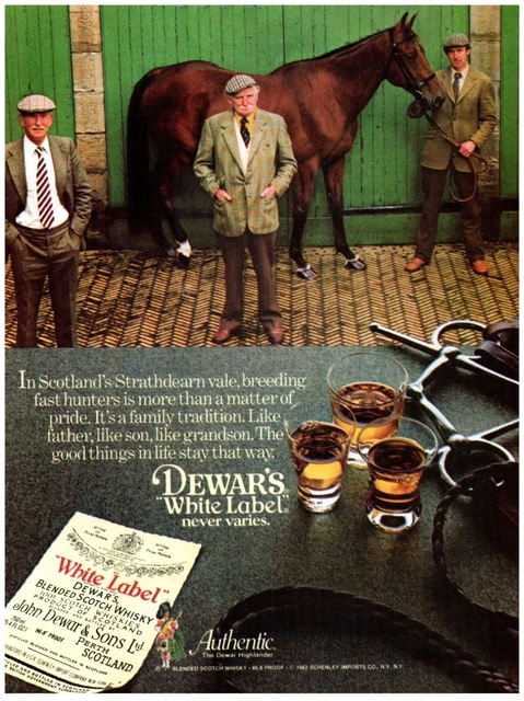 Dewar's White Label Whisky Strathdearn Horse Husbandry VTG Print Ad 8x11" 1982