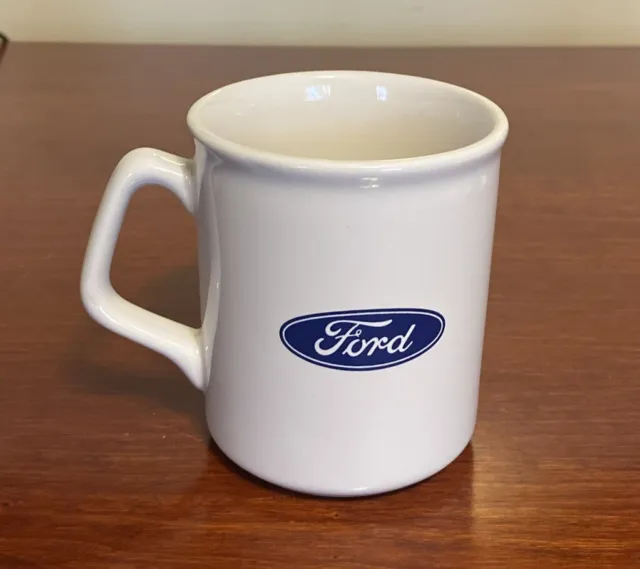 Ford Motor Company White Ceramic Coffee Cup Mug - Blue Oval Logo - Safety Lab