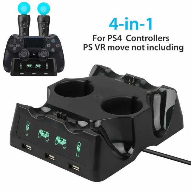 4 in1 Controller Ladegerät Dock Station Ständer für Playstation PS4 PSVR VR Move