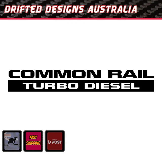 Turbo Diesel DECAL COMMON RAIL, SET x 2 - 4wd Patrol Black 400mm wide 4x4 MUD