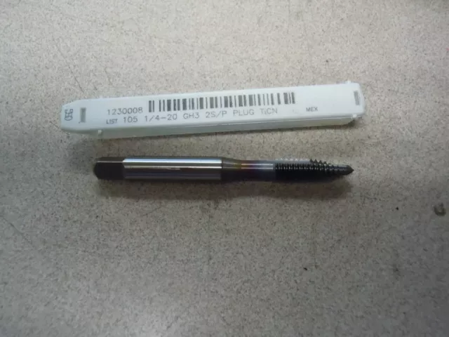 OSG Spiral Point Tap, 1/4"-20, Plug, UNC, 2 Flutes, TiCN 1230008