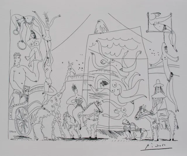 Pablo Picasso: Los Acróbatas, Litografía Erótica Firmada