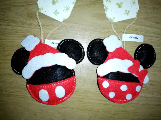 Disney Mickey Mouse y Minnie Mouse Fieltro Colgante 2 x Decoraciones de Navidad