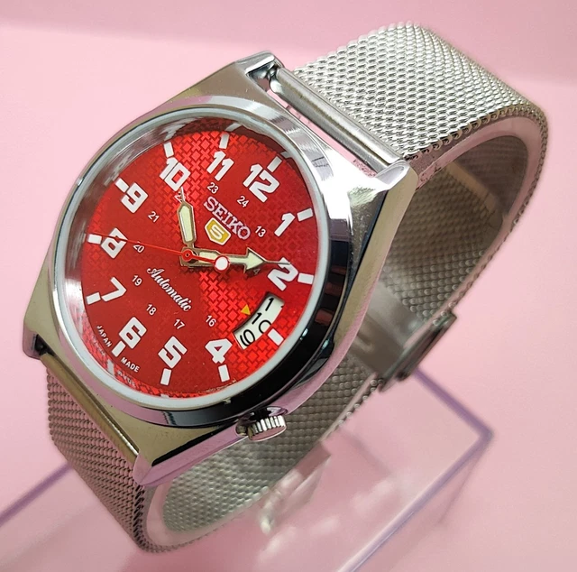 Seiko 5 automatic men's steel day/date vintage japan made watch run order