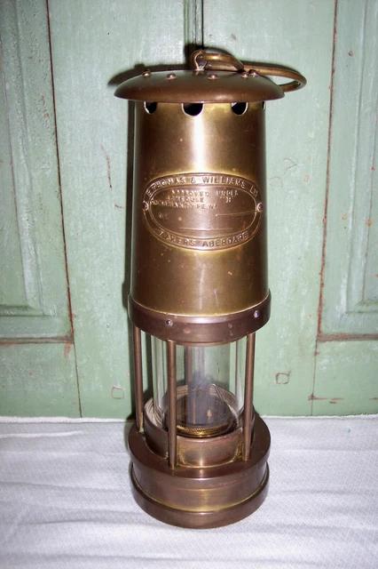 E. Thomas & Williams Miners Cambrian Brass Safety Lamp Type N Aberdare Wales