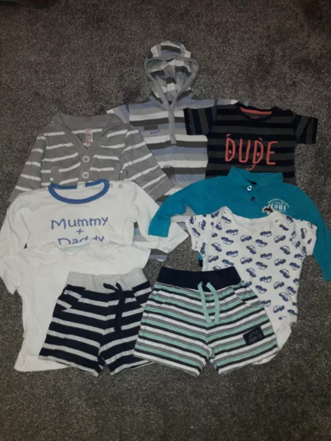 Bundle/Job Lot Baby Boys Clothes x 9 - Size: 9-12 Months - Various Makes