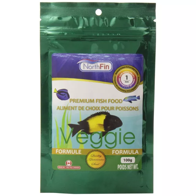 Northfin Veggie Formule 1mm Pellets 100g Herbivore Omnivore Premium Poisson Food