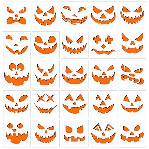 25 un. plantillas faciales decorativas de calabaza de Halloween plantillas de pintura de calabaza