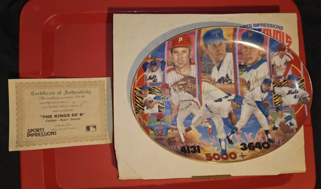 Sport Impressions 1990 Kings Of K Plate Nolan Baseball MLB Seaver Carlton COA