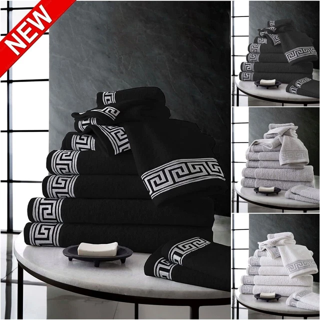 100 % ägyptische Baumwolle bestickt extra große Badezimmerlaken griechisches Handtuch Set
