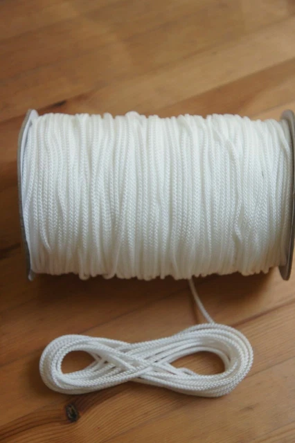 3mm White Nylon Draw String Braided Piping Cord Waterproof Blind Round Tent Line