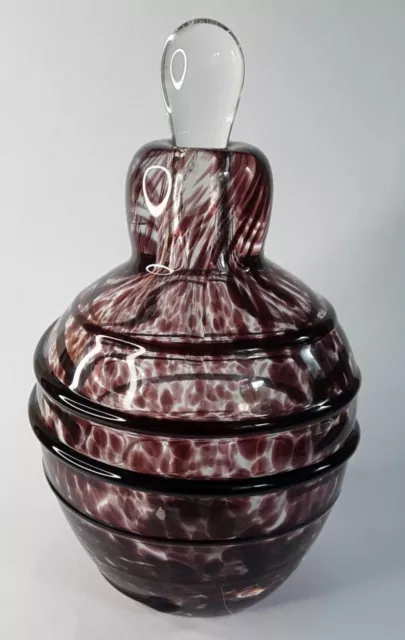 MDINA style art glass purple fleck & spiral perfume bottle with stopper