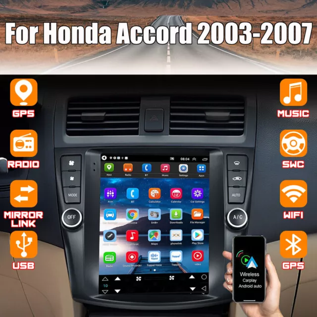 2+32GB Android 13 Car Carplay Radio GPS Head Unit For Honda Accord 2003-2007