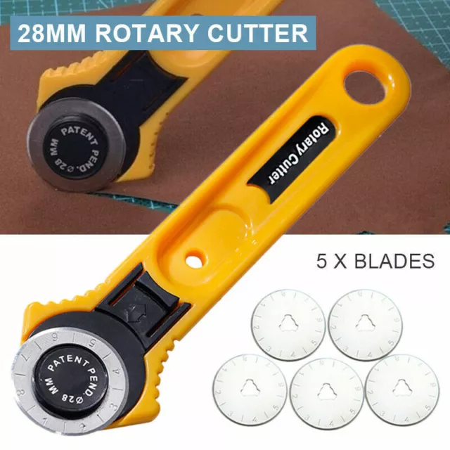 45mm Rotary Cutter + 10Pcs Blades Quilters Quilting Sewing Fabric Cutting Tool